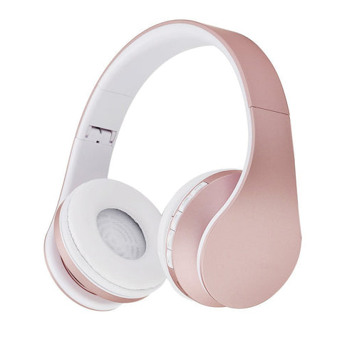 Rose Gold Foldable Wireless Bluetooth Headphones with Mic