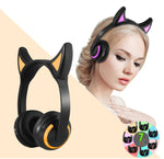 Bluetooth Cat Ear Headphone for Girls Kids, 7-Color Flashing Glowing Ear